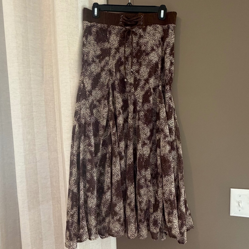 Lapis Y2K Flowy Flutter Cheetah Maxi Skirt, Size Medium
